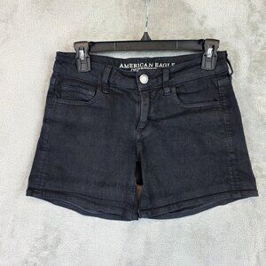 American Eagle Outfitters Shorts Womens 4 Black Denim Midi Super Stretch Jean